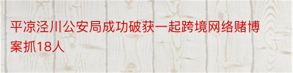 平凉泾川公安局成功破获一起跨境网络赌博案抓18人