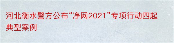 河北衡水警方公布“净网2021”专项行动四起典型案例